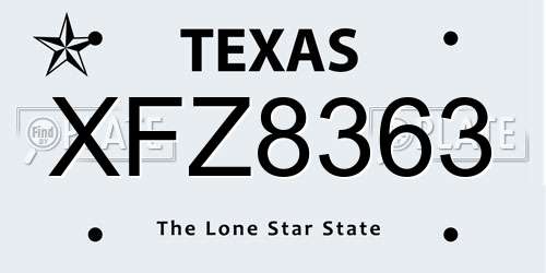 XFZ8363 Texas License Plate