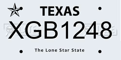 XGB1248 Texas License Plate