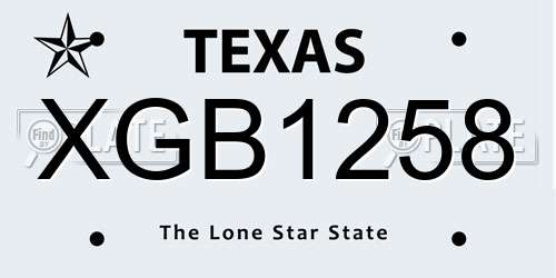 XGB1258 Texas License Plate