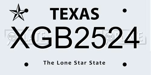 XGB2524 Texas License Plate