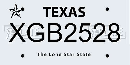 XGB2528 Texas License Plate