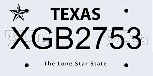 XGB2753 Texas License Plate
