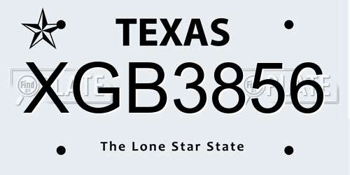 XGB3856 Texas License Plate