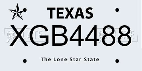 XGB4488 Texas License Plate