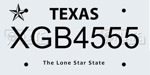 XGB4555 Texas License Plate