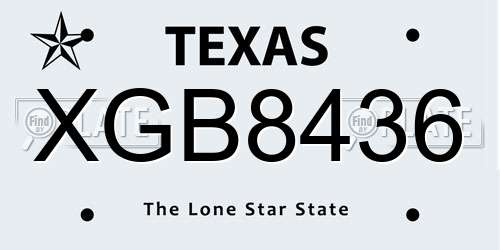 XGB8436 Texas License Plate