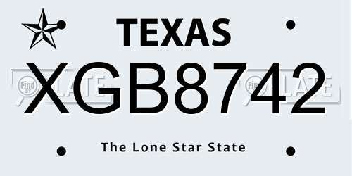 XGB8742 Texas License Plate