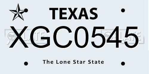 XGC0545 Texas License Plate