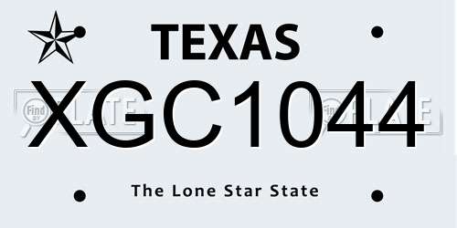 XGC1044 Texas License Plate