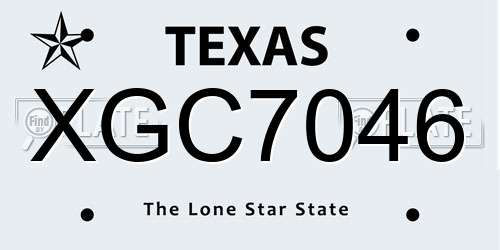 XGC7046 Texas License Plate