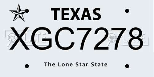 XGC7278 Texas License Plate