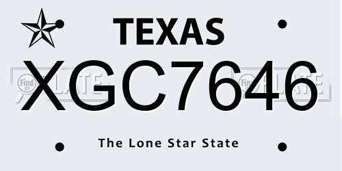 XGC7646 Texas License Plate