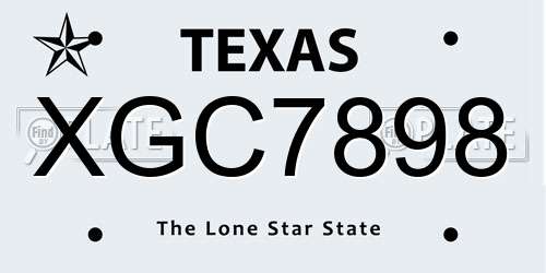 XGC7898 Texas License Plate