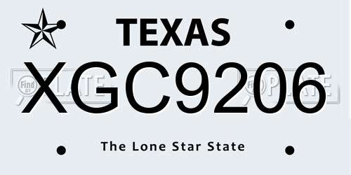 XGC9206 Texas License Plate