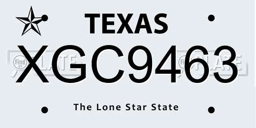 XGC9463 Texas License Plate