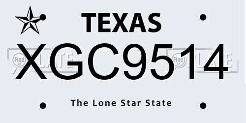 XGC9514 Texas License Plate