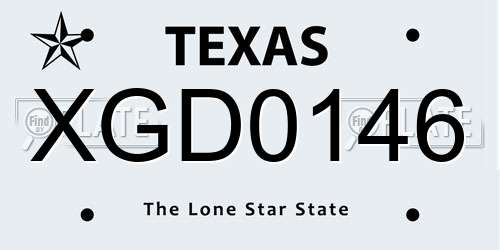 XGD0146 Texas License Plate