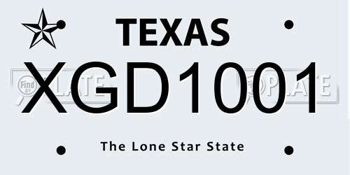 XGD1001 Texas License Plate