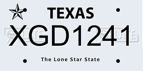 XGD1241 Texas License Plate