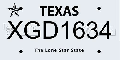 XGD1634 Texas License Plate