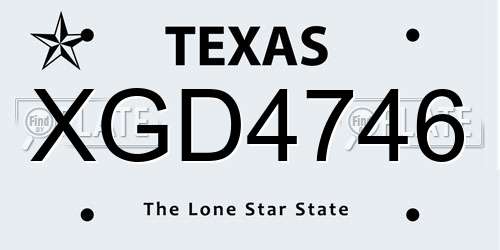XGD4746 Texas License Plate