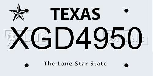 XGD4950 Texas License Plate