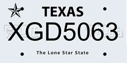 XGD5063 Texas License Plate