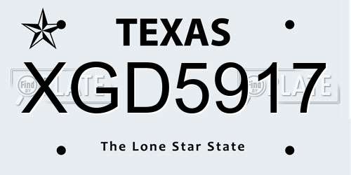 XGD5917 Texas License Plate