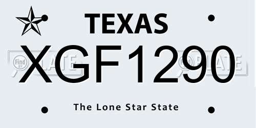 XGF1290 Texas License Plate