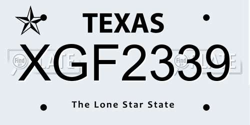 XGF2339 Texas License Plate