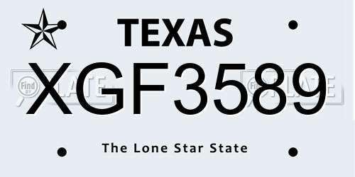 XGF3589 Texas License Plate