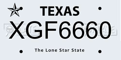 XGF6660 Texas License Plate