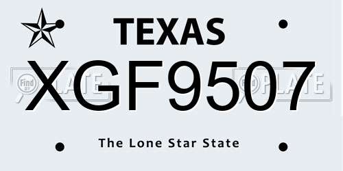 XGF9507 Texas License Plate