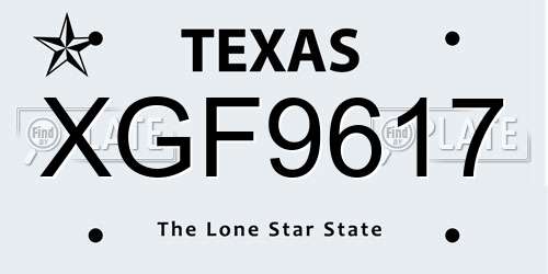XGF9617 Texas License Plate