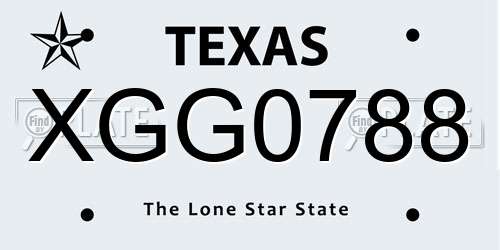 XGG0788 Texas License Plate