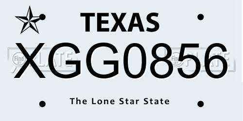 XGG0856 Texas License Plate