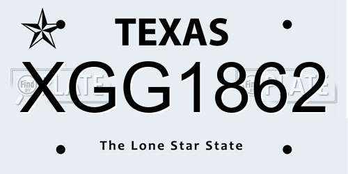 XGG1862 Texas License Plate