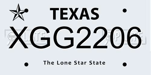 XGG2206 Texas License Plate