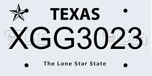 XGG3023 Texas License Plate