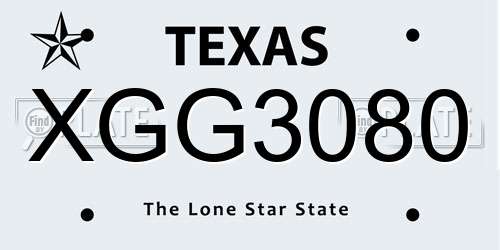 XGG3080 Texas License Plate