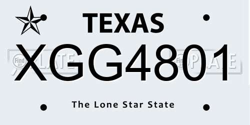 XGG4801 Texas License Plate