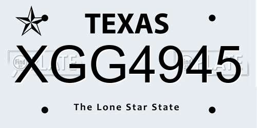 XGG4945 Texas License Plate