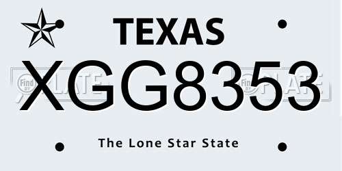 XGG8353 Texas License Plate