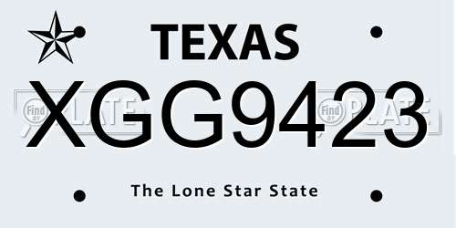XGG9423 Texas License Plate