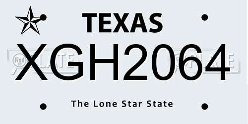 XGH2064 Texas License Plate