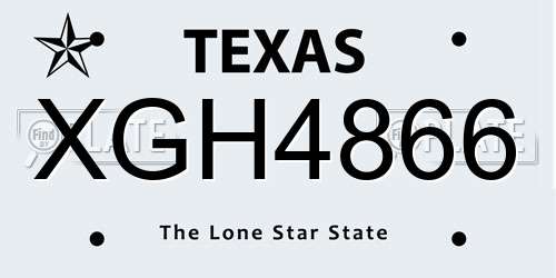 XGH4866 Texas License Plate
