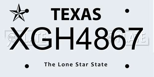 XGH4867 Texas License Plate