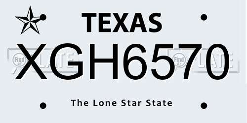 XGH6570 Texas License Plate