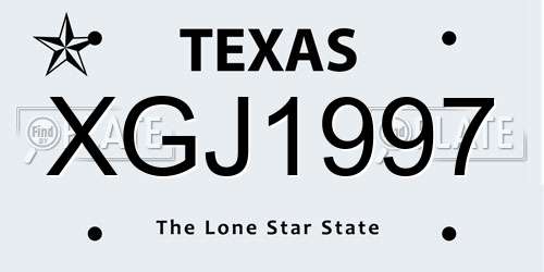 XGJ1997 Texas License Plate