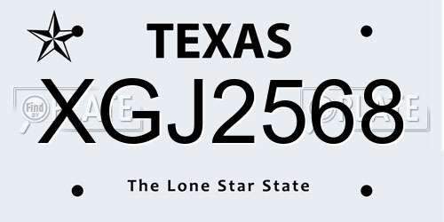 XGJ2568 Texas License Plate